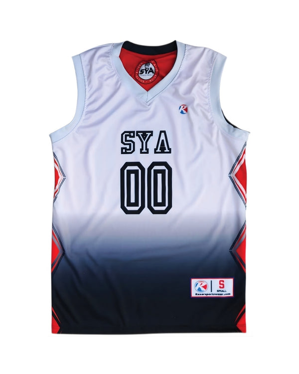 Custom reversible basketball jersey with sublimated team design 711