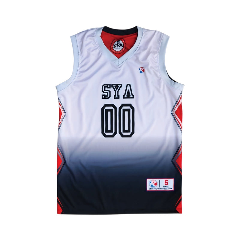 Custom reversible basketball jersey with sublimated team design 711