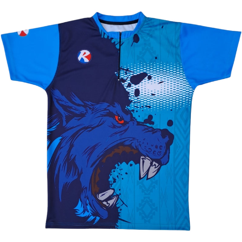 Custom sublimated zipper baseball jersey with team colors and player name