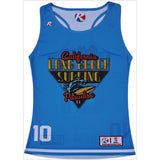 Women's reversible single ply racer back lacrosse pinnie with custom sublimation