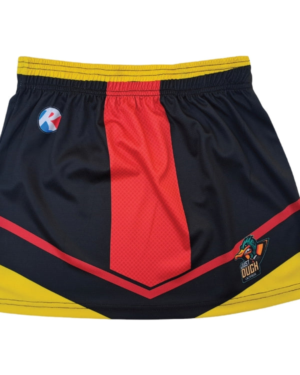 Women's lacrosse skirt custom sublimated with bold color design