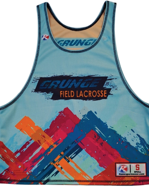 Custom men's single ply reversible lacrosse pinnie with bold color sublimation